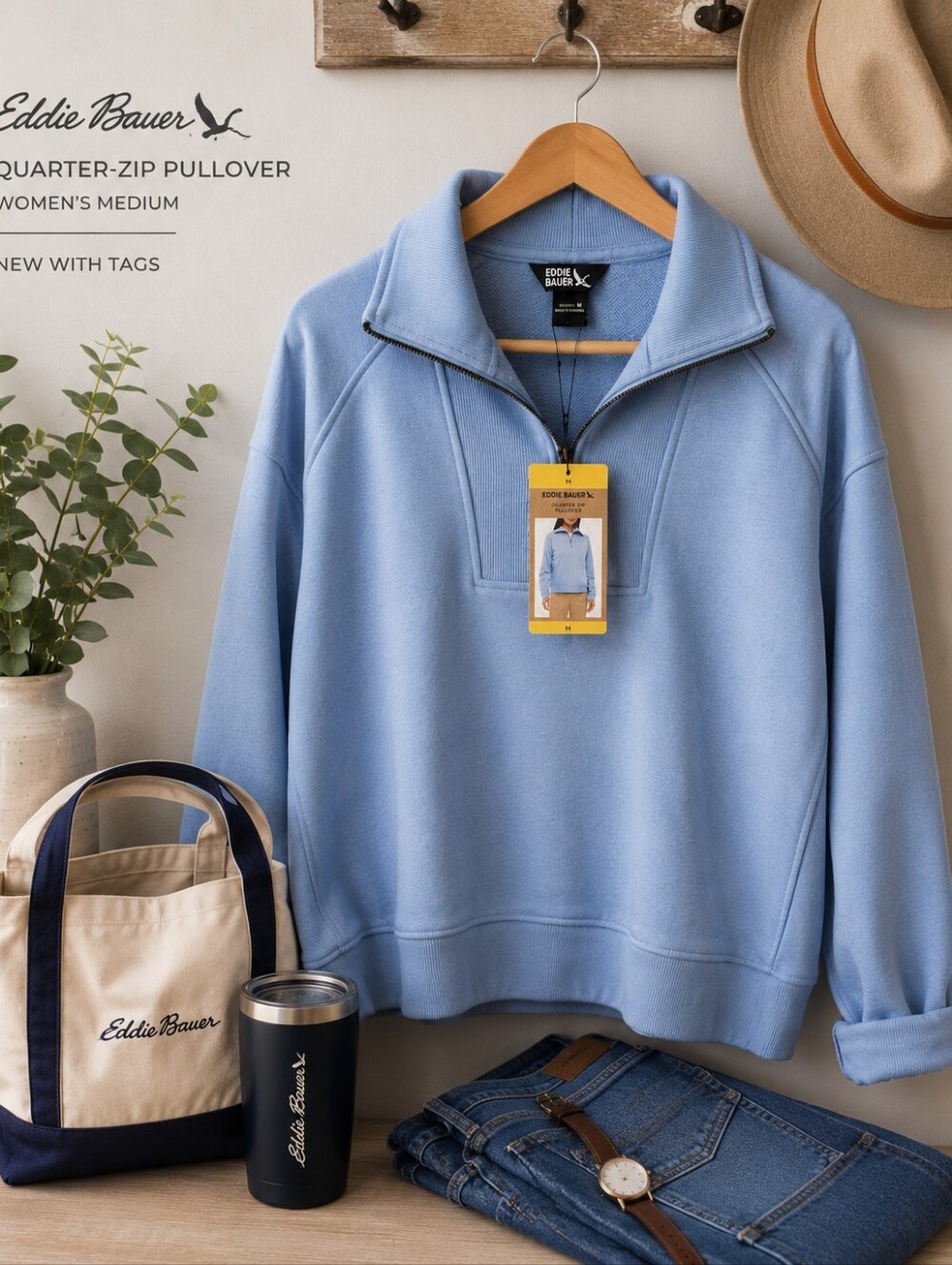 Eddie Bauer Women's Quarter-Zip Pullover - Medium - NWT